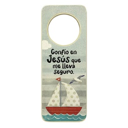 [DECOR-1264O] Porta Puerta Texto, Confío En Jesús Que Me Lleva Seguro
