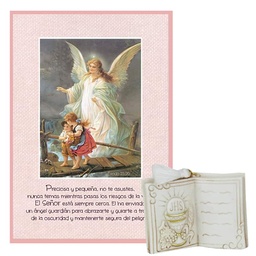 [COMBO-1121] Combo Plaqueta Ángel de La Guarda + Libro De Primera Comunión (De Resina)
