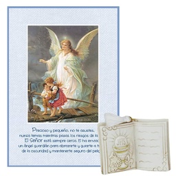 [COMBO-1121A] Combo Plaqueta Ángel de la Guarda + Libro De Primera Comunión (De Resina)
