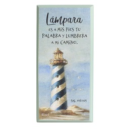 [DECOR-1139Q] Plaqueta Color Verde Texto: Salmo 119:105 Lámpara Es A Mis Pies Tu Palabra