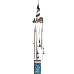 [GEO-1005A] Campana De Viento Diseño: Faro Negro Texto: Proverbios 18:10 Torre Fuerte Es Él Nombre Del Señor