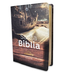 [ABBA-1235] Biblia RV1960 Letra Gigante 15 Puntos Imitación Piel  Barco Sobre Libro