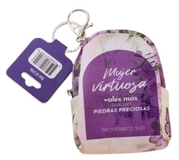 [ABBA-1283] Llavero Monedero En forma De Mochila "Mujer Virtuosa"