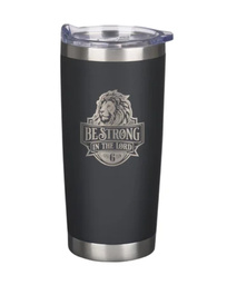 [CHRIS-2081] Taza de acero inoxidable negra "Sé fuerte en el Señor"  Efesios 6:10
