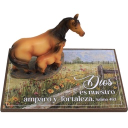 [EVER-1055B] Plaqueta Para Escritorio  Salmo 46:1 "Dios Es Nuestro Amparo Y Fortaleza"