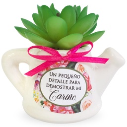 [CERTI-BS21008G] Maceta De Cerámica En Forma De Jarrilla Con Planta Suculenta Un Pequeño Detalle Para Demostrar Mi Cariño