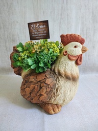 [CALI-1002A] Maceta De Cerámica Gallo Con Flores Números 6:24