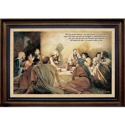 [CART-BS24014A] Cuadro Con Marco Color Café Diseño Santa Cena Texto: 2 Crónicas 7:15-16