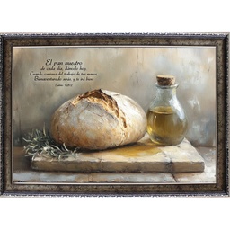 [CART-BS24015D] Cuadro Marco Color  Pewter Diseño "Pan Con Aceite