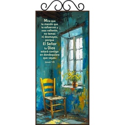 [DECOR-1102J] Plaqueta Con Forja Texto Josué 1:9
