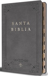 [LRANDOM-1158] Biblia RVR 1960 Letra Grande Tamaño Manual, Piel Gris Con Índice