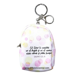 [ABBA-1352] Llavero Monedero En forma De Mochila El Señor Te Cuidará