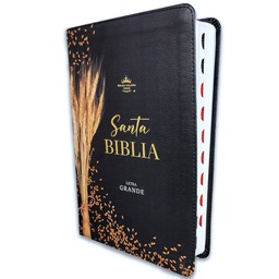 [ABBA-1374] Biblia RVR 1960 Letra Grande Con Índice Imitación Piel Negro Trigo