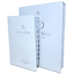 [ABBA-1376] Biblia RVR 1960 Especial De Bodas Blanco Canto Plateado Con Índice Y Caja De Lujo