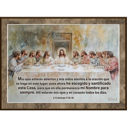 [DECOR-1066B] Plaqueta Plaqueta Para Escritorio 2 Crónicas 7:15-16  Santa Cena ( Acuarela )