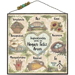 [DECOR-1040] Plaqueta Ingredientes Para Un Hogar Feliz Gálatas 5:22