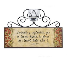 [DECOR-1025E] Plaqueta Una Vela 35X13 Cm (1/2)R Isaías 60:1 Levantate
